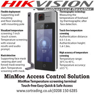 Hikvision DS-K1T671TM-3XF MinMoe Temperature screening terminal with floor stand DS-KAB671-B, Main function Face recognition, Mask Detection Must wear mask, Reminder to wear mask
