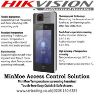 Hikvision MinMoe Temperature screening terminal (DS-K1T671TM-3XF) with floor stand DS-KAB671-B, Main function Face recognition, Mask Detection Must wear mask, Reminder to wear mask