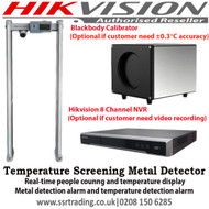 Hikvision Temperature Screening Metal Detector ISD-SMG318LT-F with DS-2TD1217B-3/PA 3.1mm lens thermographic body temperature measurement camera, Real-time people counng and temperature display Metal detection alarm and temperature detection alarm