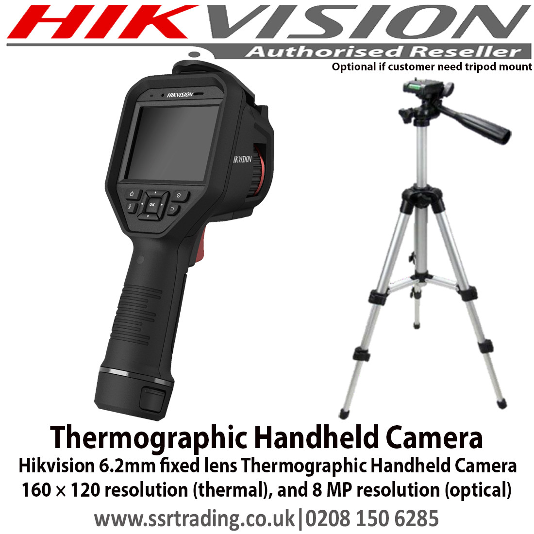 Hikvision DS-2TP21B-6AVF/W 6.2mm fixed lens Thermographic Handheld Camera  kit tripod mount DS-2907ZJ Optional