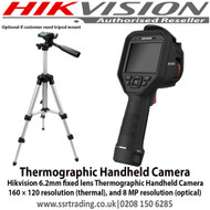 Hikvision Thermographic Handheld Camera DS-2TP21B-6AVF/W 6.2mm fixed lens kit tripod mount (DS-2907ZJ) Optional