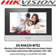 Hikvision DS-KH6320-WTE2 2-Wire Modular Video Intercom Indoor Station, 7-inch colour touch screen with resolution 1024 × 600