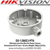 Hikvision Junction Box for Dome Camera Dimension: Φ137 mm × 42 mm, Weight: 280g (0.62 lb.) - DS-1280ZJ-PT6 