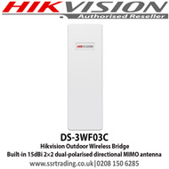 Hikvision DS-3WF03C Outdoor Wireless Bridge Built-in 15dBi 2×2 dual-polarised directional MIMO antenna