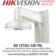 Hikvision DS-1273ZJ-130-TRL Wall Mount Bracket for Dome Camera Dimension: Ø 132 × 183.5 × 288.5mm (5.20" × 7.22" × 11.36")