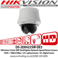 Hikvision DS-2DE4225W-DE3 2 MP 4-inch DarkFighter Network Speed Dome Camera, 1920 × 1080@30fps, 25× optical zoom, 16× digital zoom
