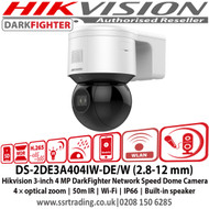Hikvision DS-2DE3A404IW-DE/W (2.8-12 mm) 3-inch 4MP DarkFighter Network Speed Dome Camera, 4 × optical zoom, 50m IR, Wi-Fi,IP66, Built-in speaker  