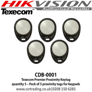 Texecom CDB-0001 Premier Proximity Keytag quantity 5 – Pack of 5 proximity tags for keypads  