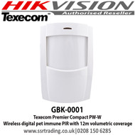 Texecom GBK-0001 Premier Compact PW-W – Wireless digital pet immune PIR with 12m volumetric coverage, digital temperature compensation, sealed optics