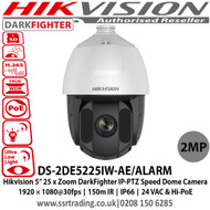Hikvision 2MP 25 x Zoom DarkFighter 5-inch Network PTZ Speed Dome Camera, 1920 × 1080@30fps, 150m IR, IP66, 24 VAC & Hi-PoE - DS-2DE5225IW-AE/ALARM  