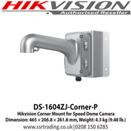 Hikvision DS-1604ZJ-Corner-P Corner Mount for Speed Dome Camera Dimension: 465 × 206.8 × 261.8 mm, Weight: 4.3 kg (9.48 lb.)