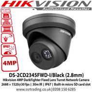 Hikvision 4MP DarkFighter Fixed Lens Turret Network Camera, 2688 × 1520@30 fps, 30m IR, IP67, Built-in micro SD/SDHC/SDXC card slot - DS-2CD2345FWD-I/Black (2.8mm)  