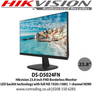 Hikvision 23.8 inch FHD Borderless Monitor LED backlit technology with full HD 1920×1080, 1 channel HDMI 1.3 input interface - DS-D5024FN  