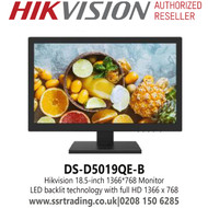 Hikvision 19" LED backlight monitor, HDMI, VGA, LED backlit technology with full HD 1366 x 768, 24/7 operation - DS-D5019QE-B  