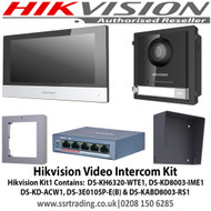 Hikvision Video Intercom Kit with Rain Shield, Hikvision Kit1 Contains:  DS-KH6320-WTE1, DS-KD8003-IME1 DS-KD-ACW1, DS-3E0105P-E(B) & DS-KABD8003-RS1 