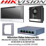 Hikvision Video Intercom Kit, Hikvision Kit1 Contains:  DS-KH6320-WTE1, DS-KD8003-IME1 DS-KD-ACW1 & DS-3E0105P-E(B)