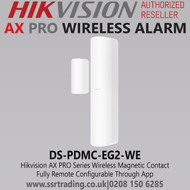 Hikvision - AX PRO Series Wireless Magnetic Contact, Fully remote configurable through App, Slim design for an unobtrusive (unnoticeable) installation - (DS-PDMC-EG2-WE)