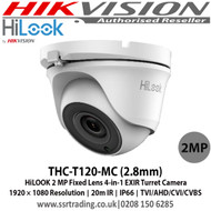 HiLOOK THC-T120-MC (2.8mm) 2MP Fixed Lens 4-in-1 EXIR Turret Camera, 1920 × 1080 Resolution, 20m IR, IP66, TVI/AHD/CVI/CVBS 