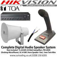 Digital Speaker Audio System Kit Item Included :  A-2030D (30 Watt Aamplifier), PM-660D  (Desktop MicroPhone), SC-610M ( Horn Speaker 10w), 1mm (100m) Twin Wire