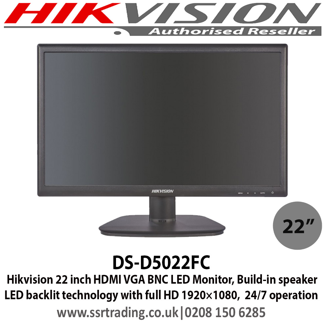 Hikvision 22 Inch HDMI VGA BNC LED Monitor, BuildIn Speaker LED