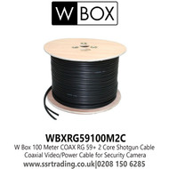 W Box 100 Meter COAX RG 59+ 2 Core Shotgun Cable, Coaxial Video/Power Cable for Security Camera - WBXRG59100M2C