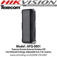 Texecom Premier External Outdoor PIR, 12m Volumetric Range, Adjustable to 8, 5 & 2 metres, Detection Method: Dual, Non-overlapping, Digital PIR -  AFQ-0001  