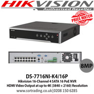 Hikvision DS-7716NI-K4/16P 16-Channel 4 SATA 16 PoE 8MP 4K NVR, Supports H.265/H.264/MPEG4 Video Formats 