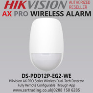 Hikvision AX PRO Series Wireless Dual-Tech Detector, Fully Remote Configurable Through App - DS-PDD12P-EG2-WE