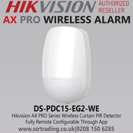 Hikvision - AX PRO Series Wireless Curtain PIR Detector, Fully Remote Configurable Through App- DS-PDC15-EG2-WE