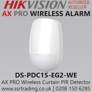 Hikvision DS-PDC15-EG2-WE AX PRO Series Wireless Curtain PIR Detector, Fully Remote Configurable Through App