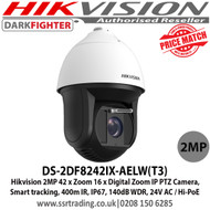 Hikvision 2MP Darkfighter Network PTZ Camera, 42 x Optical Zoom, 16 x Digital Zoom, 6 - 252mm, 400m IR Distance, Smart Tracking, IP67 Weatherproof, 24V AC / Hi-PoE - DS-2DF8242IX-AELW(T3)