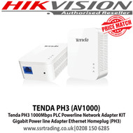  TENDA PH3 Power Line Network Adaptor 1000 Mbit/s Ethernet LAN White (2 pcs)