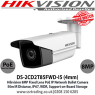 Hikvision 8MP 4mm Fixed Lens 50m Smart IR PoE IP  Network Bullet CCTV Camera-DS-2CD2T85FWD-I5(4mm)