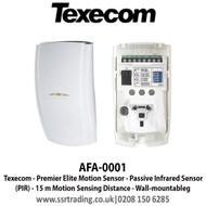 Texecom Premier Elite Motion Sensor - Passive Infrared Sensor (PIR) - 15 m Motion Sensing Distance - Wall-mountable - AFA-0001