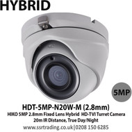 HIKO 5MP 2.8mm Fixed Lens HD-TVI Hybrid Turret Camera, 20m IR Distance, True Day/Night - HDT-5MP-N20W-M