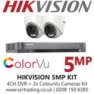 Hikvision CCTV System Kit 5MP Balun Kit - 4CH DVR + 2x ColourVu Turret Cameras