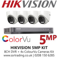 Hikvision CCTV Kit 5MP Balun Kit - 8CH DVR + 4x ColourVu Turret Cameras