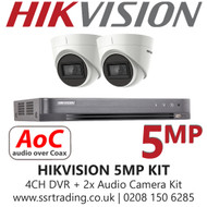 Hikvision CCTV Kit 5MP Balun Kit - 4CH DVR + 2x Audio Turret Cameras