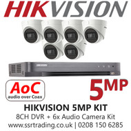 CCTV Kit Hikvision 5MP Balun Kit - 8CH DVR + 6x Audio Turret Cameras