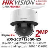 Hikvision 2MP 2.8-12mm Varifocal Lens Indoor DeepinView DarkFighter IP PoE Network Dome CCTV Camera, 30m IR Distance, IK10 Vandalproof,  140 dB WDR, H.265+ compression, Built-in micro SD/SDHC/SDXC slot -IDS-2CD7126G0-IZS(2.8 -12 mm) 