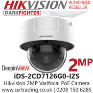  Hikvision IDS-2CD7126G0-IZS 2MP 2.8-12mm Varifocal Lens Indoor DeepinView DarkFighter IP PoE Network Dome CCTV Camera, 30m IR Distance, IK10 Vandalproof,  140 dB WDR, H.265+ compression, Built-in micro SD/SDHC/SDXC slot 