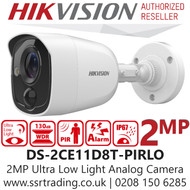 Hikvision 2MP 2.8mm Fixed Lens Ultra-Low Light PIR Detection Mini Bullet TVI Camera, 20m IR Distance, IP67 Weatherproof, Strobe light alarm, Smart IR- DS-2CE11D8T-PIRLO (2.8mm)
