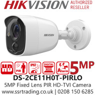  Hikvision DS-2CE11H0T-PIRLO 5MP 2.8mm Fixed Lens PIR  HD-TVI Bullet CCTV Camera, 20m IR Distance, IP67 Weatherproof, PIR detection, Strobe light alarm, Alarm out 