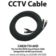 20M CCTV Cable Pre-Terminated with BNC Connector, Power & Video - CAB20-TVI-AHD