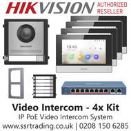 Hikvision Video Intercom Kit - Hikvision PoE Video Intercom System Kit for 4x Residents