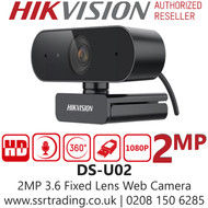 Hikvision Web Camera 2 MP 3.6mm lens, 24/7 Color Imaging, Built-in microphone, AGC for self-adaptive brightness - DS-U02
