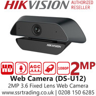 Hikvision DS-U12 2MP 3.6mm Fixed Lens Web Camera, Low-distortion lens, Color Imaging, Built-in microphone, AGC for self-adaptive brightness 