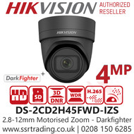 Hikvision 4MP IP PoE 2.8-12mm Motorised Lens 30m IR Darkfighter Turret CCTV Camera in Grey - DS-2CD2H45FWD-IZS/Grey