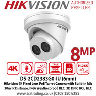 Hikvision 4K WDR Fixed Lens Turret Network CCTV Camera with Build-in Mic - DS-2CD2383G0-IU (6mm)