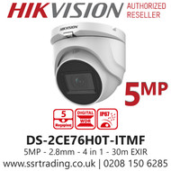 Hikvision 5MP 2.8mm 30m EXIR Turret CCTV Camera - DS-2CE76H0T-ITMF